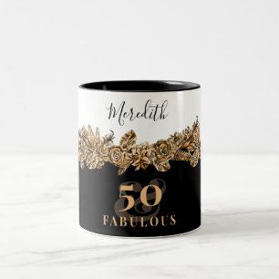 Tasse 2 Couleurs 50e anniversaire Luxe Golden Flowers élégant Class