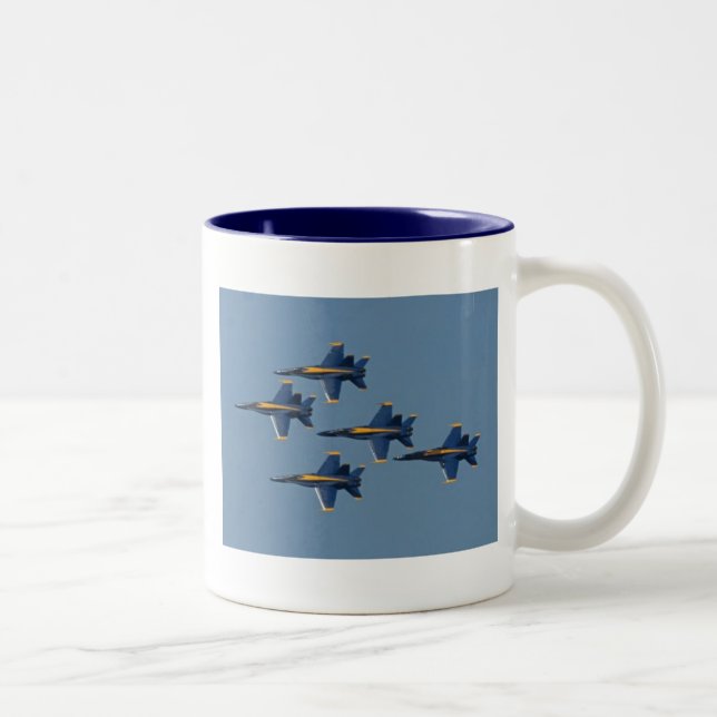 Tasse 2 Couleurs 5 anges bleus (Droit)