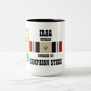 TASSE 2 COULEURS 5 ÉTOILES DE CAMPAGNE VÉTÉRAN IRAKIEN