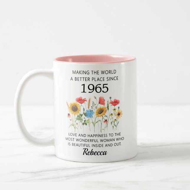 Tasse 2 Couleurs 60 ans 1965 60e anniversaire Cadeau (Gauche)
