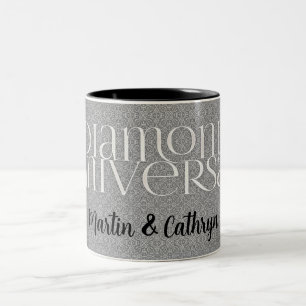 Tasse 2 Couleurs 60e Anniversaire de diamant Damas personnalisé