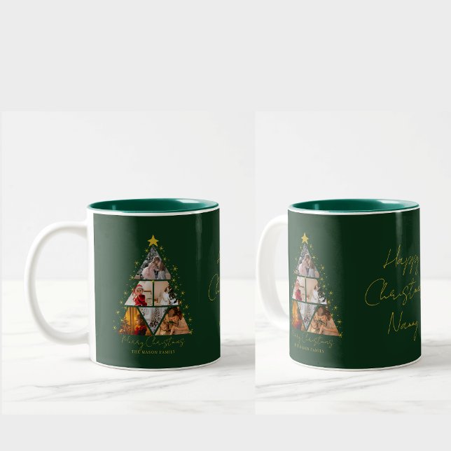 Tasse 2 Couleurs 6 Photo Tree Shape Christmas gift grandparent  (Créateur téléchargé)