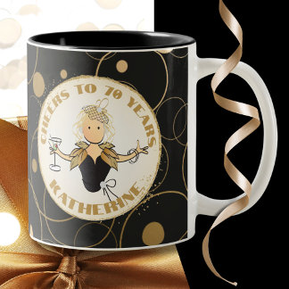 Tasse 2 Couleurs 70e anniversaire pour son dessin drôle Fab Black G