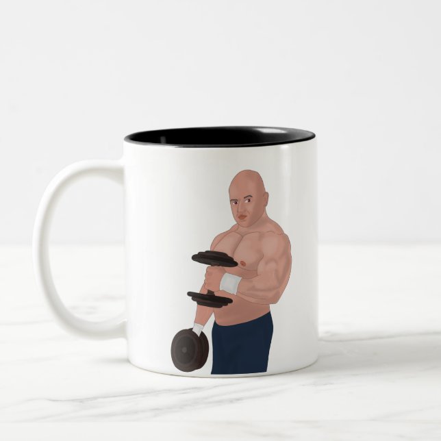 Tasse 2 Couleurs A bodybuilder daddy training with dumbbells (Gauche)