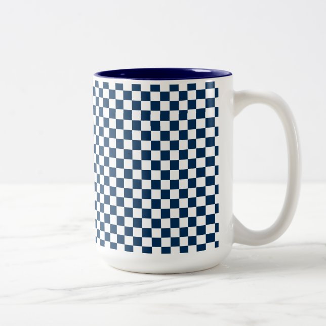 Tasse 2 Couleurs à damiers bleu et blanc (Droit)
