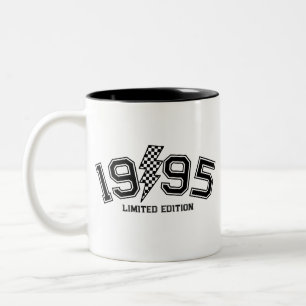 Tasse 2 Couleurs à damiers Éclairage Bolt Personnalisé Anniversaire