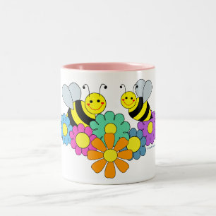 Tasse 2 Couleurs Abeilles et fleurs