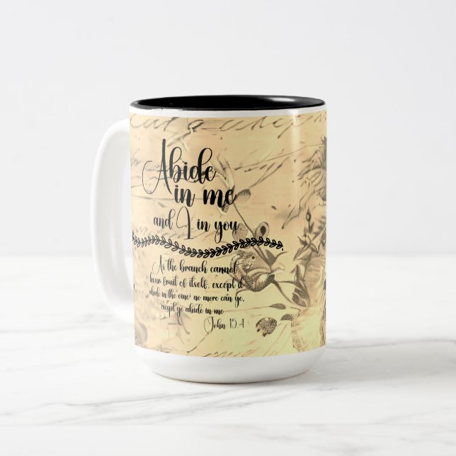 Tasse 2 Couleurs Abide in Me Bible Verse (Devant gauche)