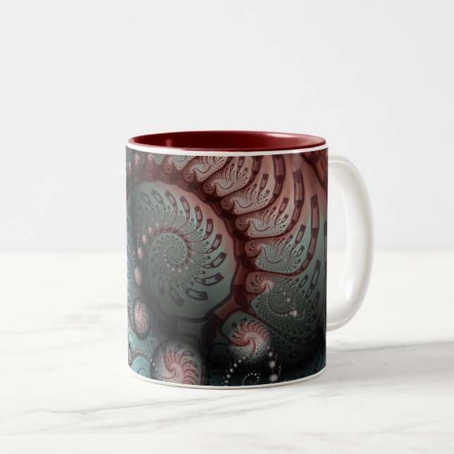 Tasse 2 Couleurs Abstrait Imaginaire dynamique Fractal Art Brown Bl (Devant droit)