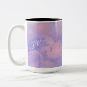 Tasse 2 Couleurs Abstrait Pastel Blush Rose et Bleu
