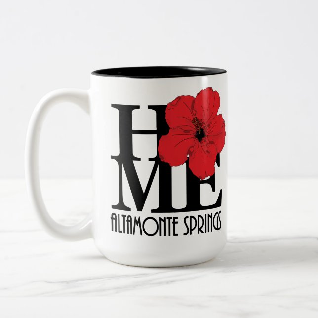 Tasse 2 Couleurs ACCUEIL Altamonte Springs Hibiscus rouge 15oz (Gauche)