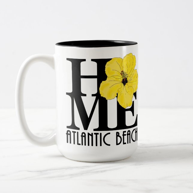 Tasse 2 Couleurs ACCUEIL Atlantic Beach Hibiscus jaune 15oz (Gauche)