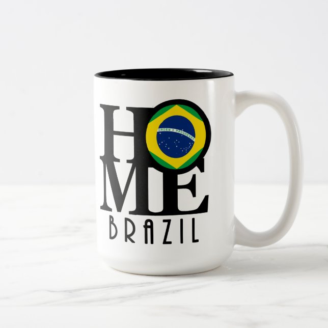 Tasse 2 Couleurs ACCUEIL Brésil 15oz (Droit)