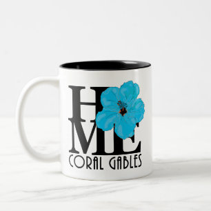 Tasse 2 Couleurs ACCUEIL Câbles de corail Hibiscus bleu 11oz
