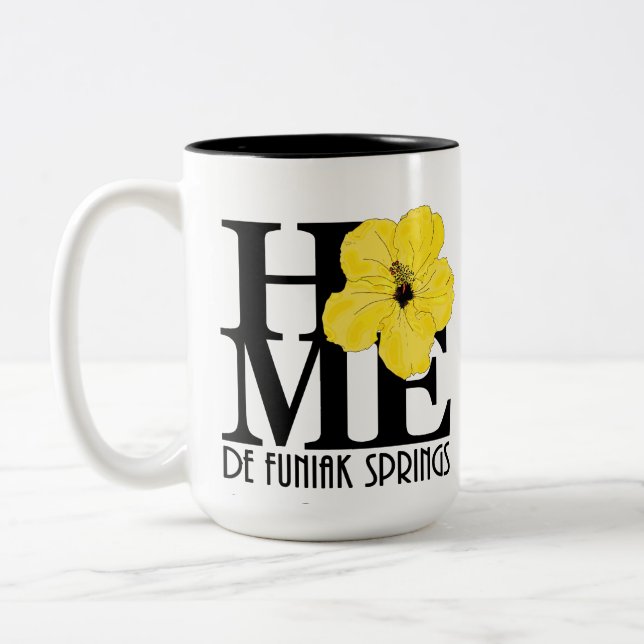 Tasse 2 Couleurs ACCUEIL De Funiak Springs Hibiscus Jaune 15oz (Gauche)