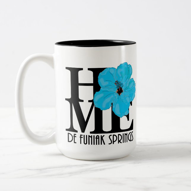 Tasse 2 Couleurs ACCUEIL De FuniakSprings Hibiscus bleu 15oz (Gauche)