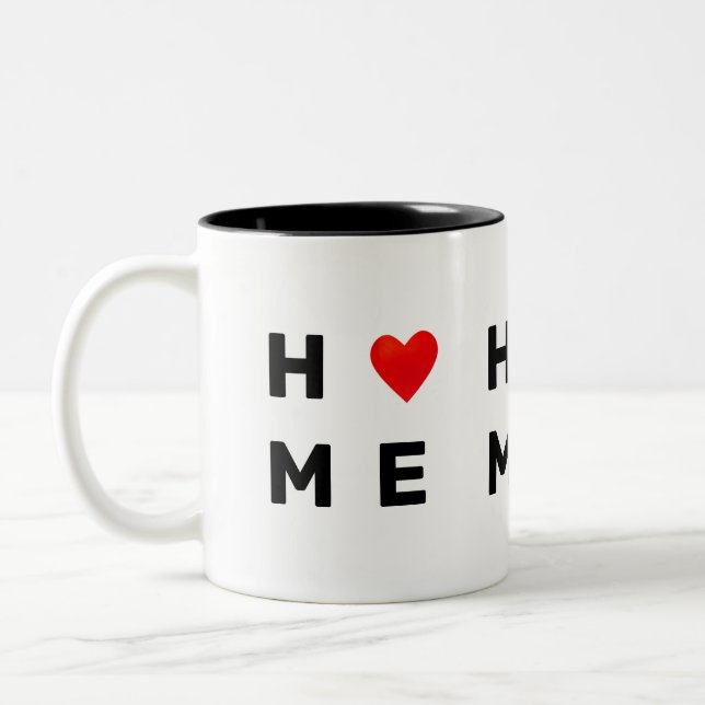 Tasse 2 Couleurs Accueil et coeur modernes (Gauche)