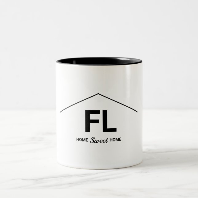 Tasse 2 Couleurs Accueil État Gras Noir Blanc Lettres (Centre)