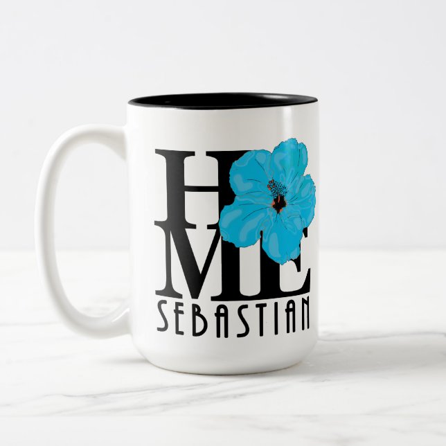 Tasse 2 Couleurs ACCUEIL Hibiscus bleu Sebastian 15oz (Gauche)