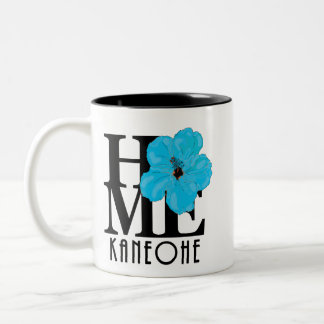 Tasse 2 Couleurs ACCUEIL Kaneohe Hawaii Hibiscus bleu 11oz