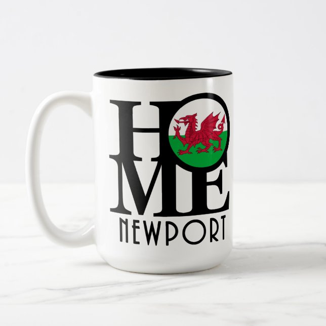 Tasse 2 Couleurs ACCUEIL Newport Wales 15oz (Gauche)