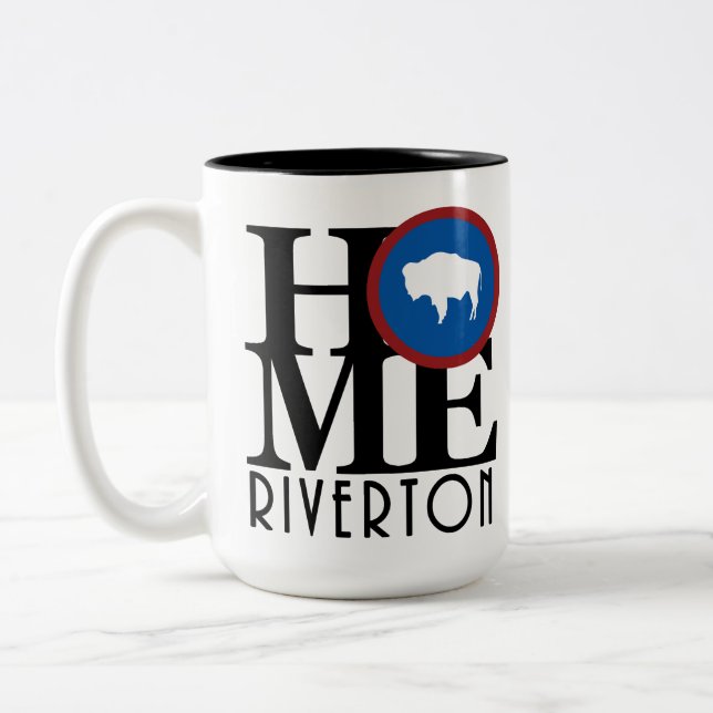 Tasse 2 Couleurs ACCUEIL Riverton Wyoming 15oz (Gauche)