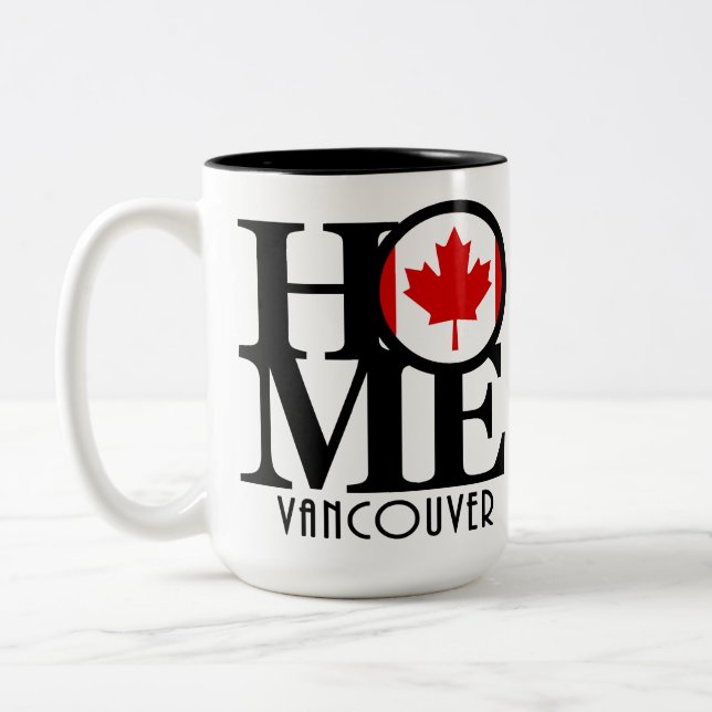 Tasse 2 Couleurs ACCUEIL Vancouver (Drapeau canadien) 15oz (Gauche)