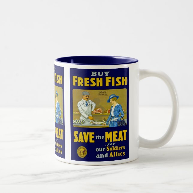 Tasse 2 Couleurs Acheter du poisson frais ~ Sauvez la viande (Droit)
