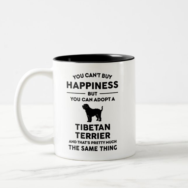 Tasse 2 Couleurs Adopter le bonheur du Terrier tibétain (Gauche)