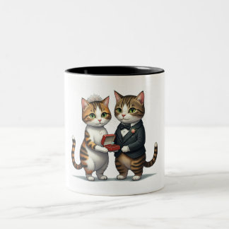 Tasse 2 Couleurs Adorable Chats nouvellement mariés