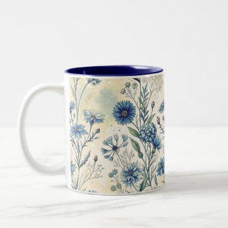 Tasse 2 Couleurs Aesthetic Blue Wildflowers