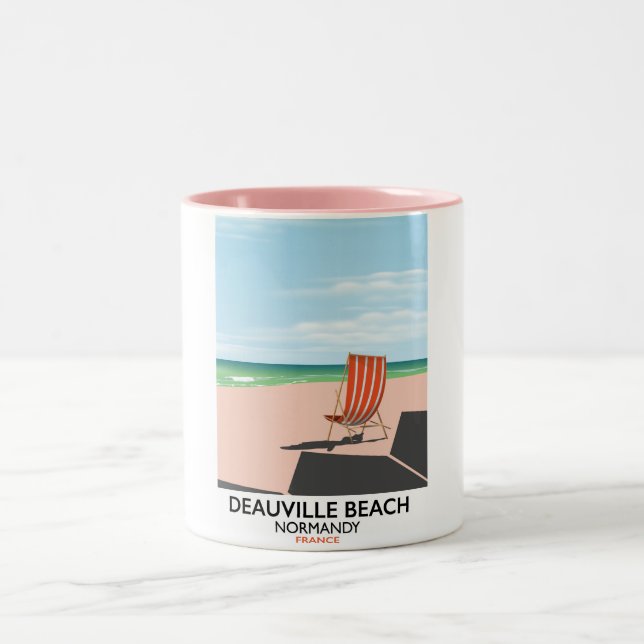 Tasse 2 Couleurs Affiche balnéaire de Deauville Beach france. (Centre)
