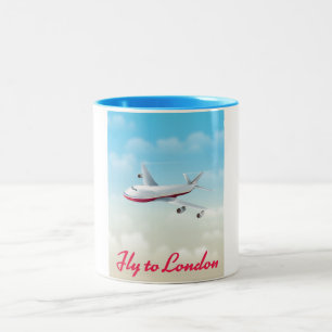 Tasse 2 Couleurs Affiche d'avion Fly To London