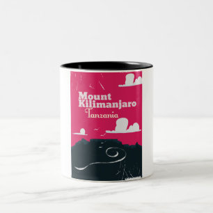 Tasse 2 Couleurs Affiche de dessin animé vintage du mont Kilimandja