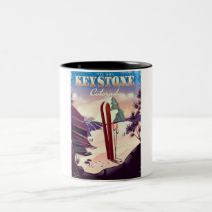 Tasse 2 Couleurs Affiche de style vintage Keystone, Colorado Ski.