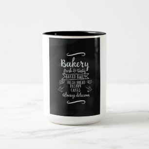 Tasse 2 Couleurs Affiche de tableau craie de boulangerie de style v