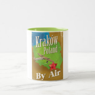 Tasse 2 Couleurs Affiche de voyage aérien vintage de Cracovie Polog