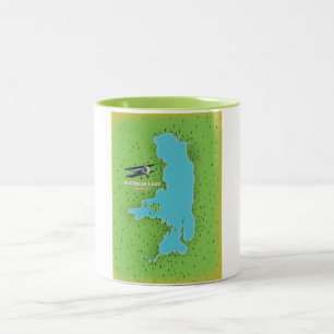 Tasse 2 Couleurs Affiche de voyage carte du lac Flathead Montana Ét