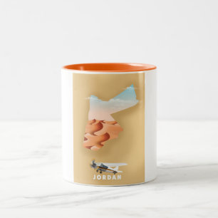 Tasse 2 Couleurs Affiche de voyage carte illustrée de Jordanie