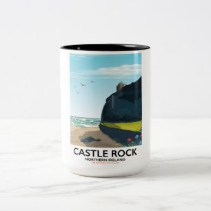 Tasse 2 Couleurs affiche de voyage castle rock en Irlande du Nord.