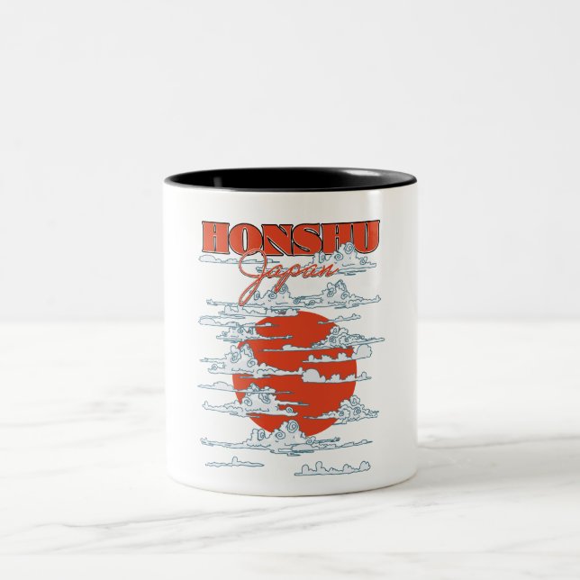Tasse 2 Couleurs Affiche de voyage de Honshu Japon (Centre)