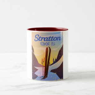 Tasse 2 Couleurs Affiche de voyage de ski à Stratton Vermont