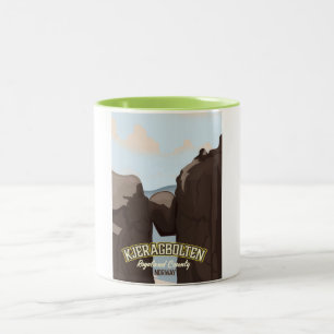 Tasse 2 Couleurs affiche de voyage kjeragbolten norvégienne.