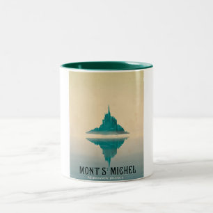 Tasse 2 Couleurs affiche de voyage mont st michel vintage
