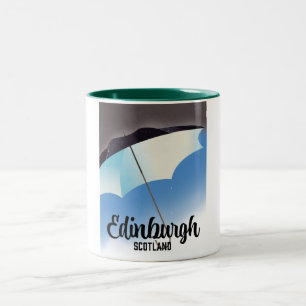 Tasse 2 Couleurs Affiche de voyage parapluie Édimbourg Écosse