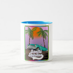 Tasse 2 Couleurs affiche de voyage Sancti Spiritus Cuba.