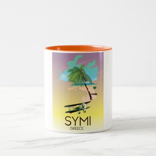 Tasse 2 Couleurs Affiche de voyage Symi Greece (Centre)