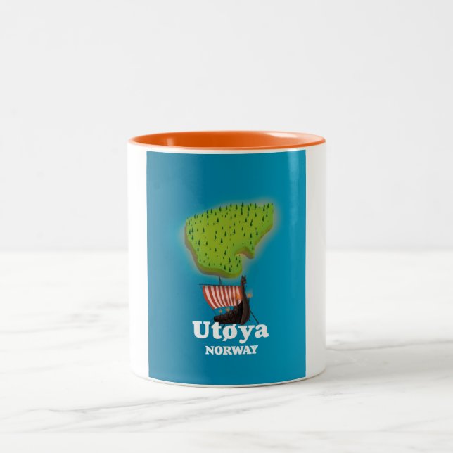 Tasse 2 Couleurs Affiche de voyage Utøya Norvège (Centre)