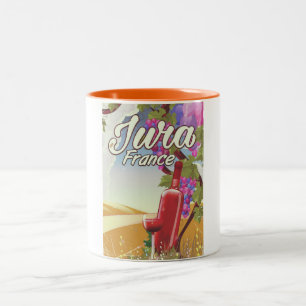 Tasse 2 Couleurs Affiche de voyage vignoble Jura France