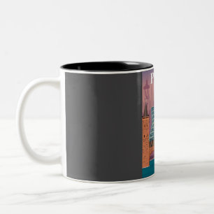 Tasse 2 Couleurs Affiche de voyage Vintage couleur Prague
